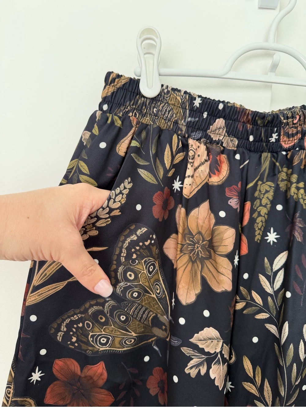 NWT Romwe Butterfly Floral Print Wide Leg Pants Trousers Pull On Palazzo Medium - Picture 6 of 8